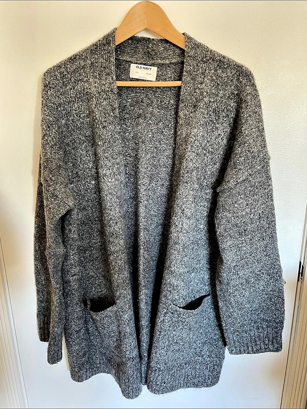 Old Navy Open-Front Long-Line Sweater Cardigan Gray Size Large Tall